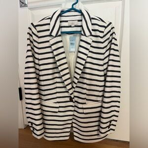 LOFT Women's Striped Blazer - Navy and White - NWT - size 4P petite